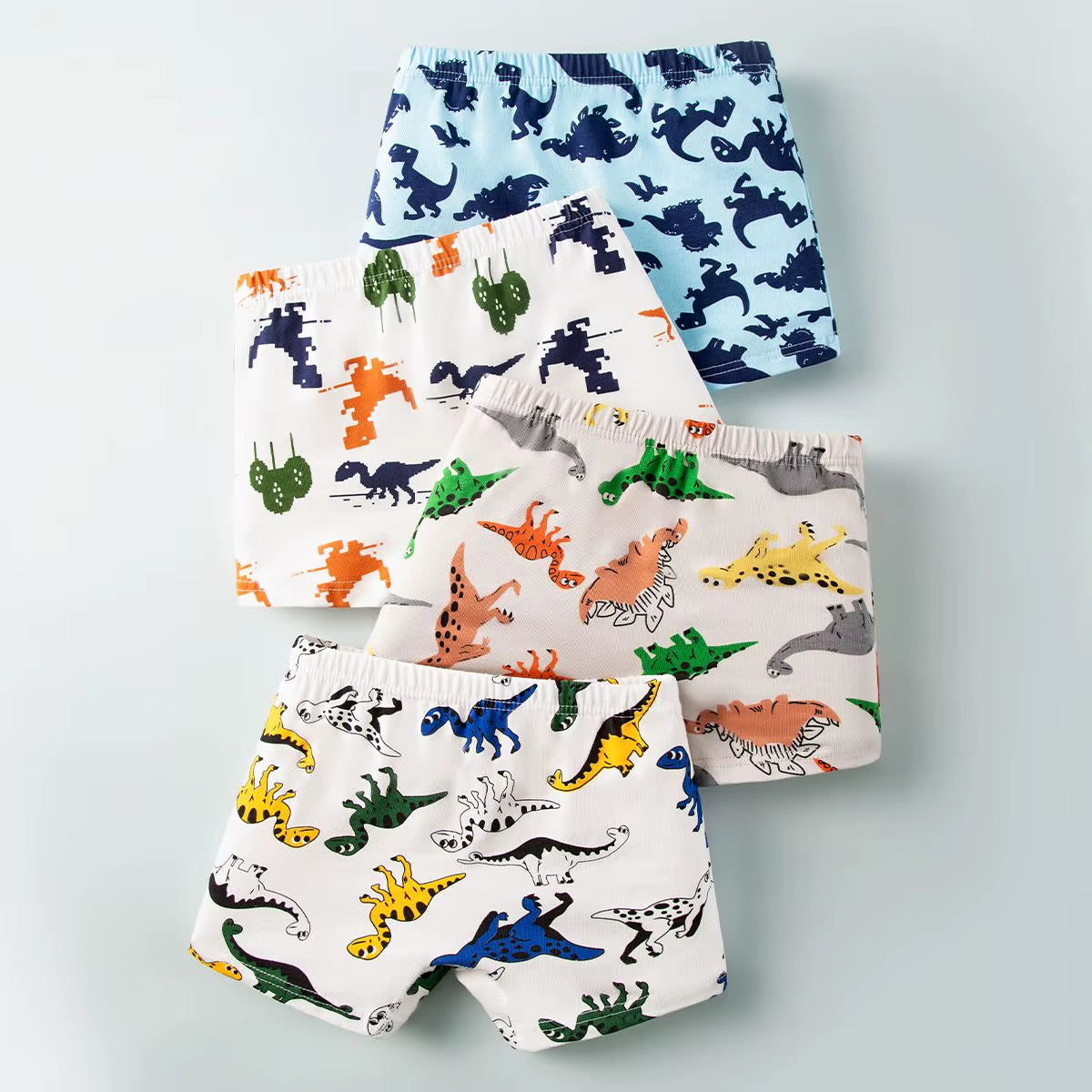 Kids Boys Cartoon Printed Underwear 2024 New Arrival Children Dino Printed Boxers 4Pcs/1Lot Cotton Boxers Teenage Casual Panties