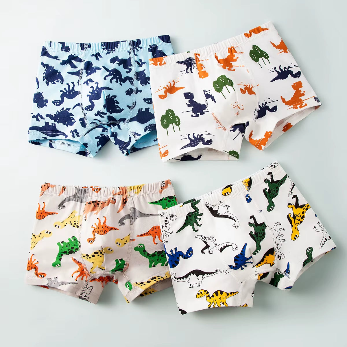 Kids Boys Cartoon Printed Underwear 2024 New Arrival Children Dino Printed Boxers 4Pcs/1Lot Cotton Boxers Teenage Casual Panties