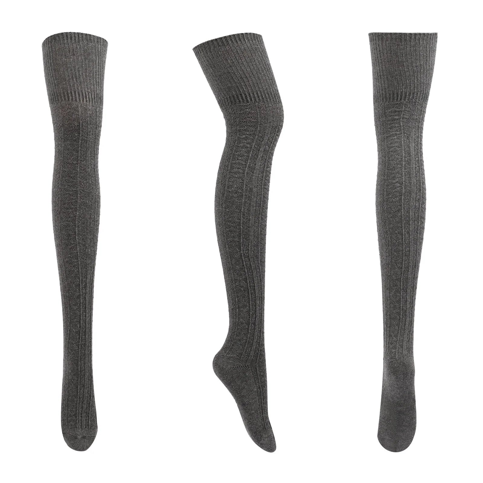 Soccer Socks Solid Winter Women Striped Solid Color Cotton Knit Over-The-Knee Stockings