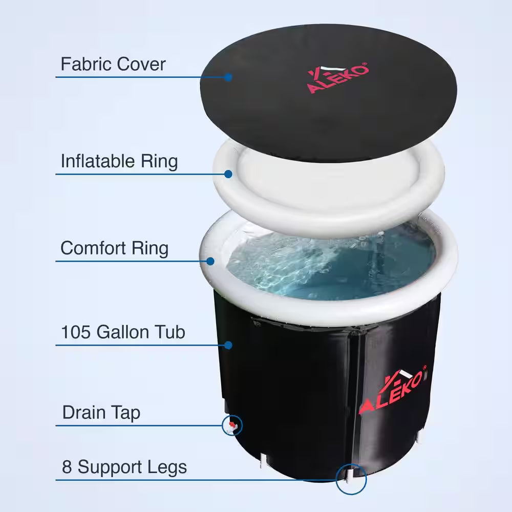 Portable Ice Bath 1-Person 0-Jet Cold Tub/Hot Tub Spa with Cover and Carry Bag