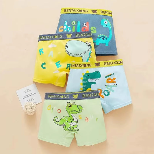 4 件套 Boys Cotton Boxers Kids Antibacterial Breathable All-Inclusive Boxers No Strangling Hip for Boys 1 to 14 Years Old