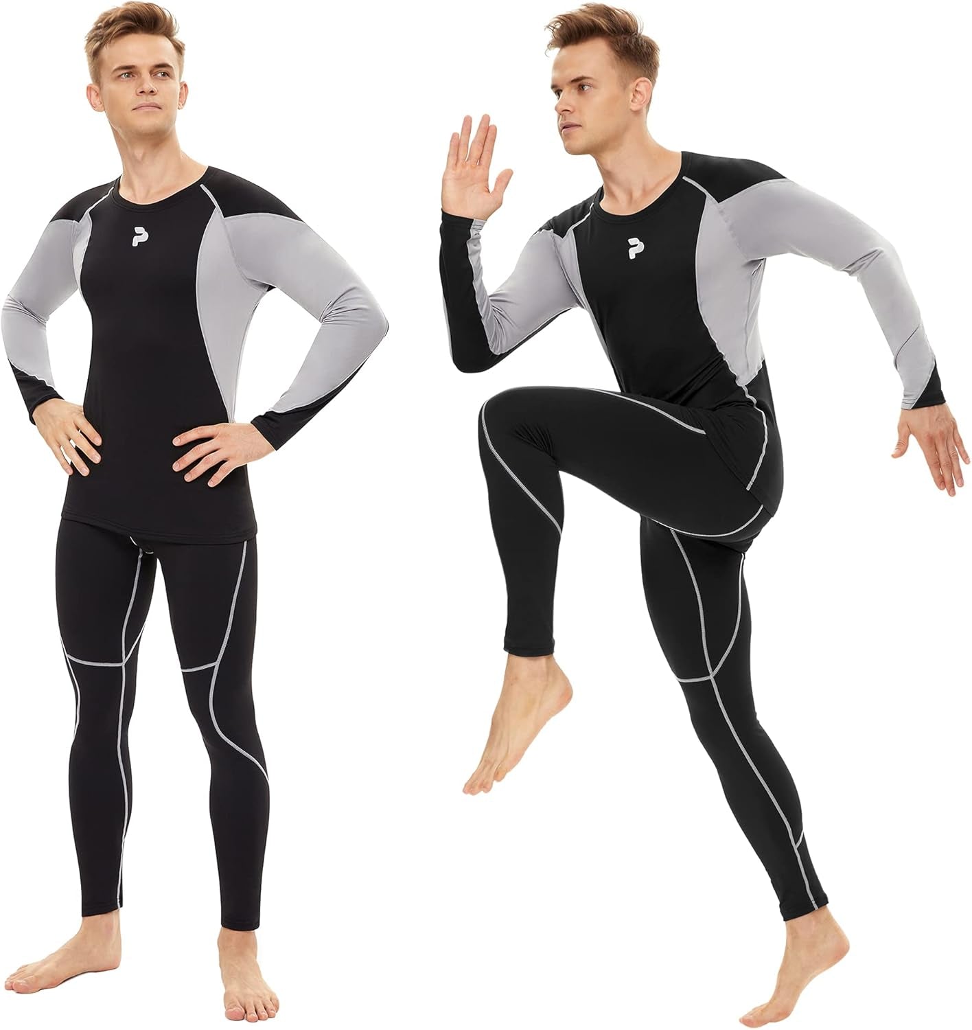 Men'S Thermal Underwear Sets Fleece Sweat Top Bottom Long Johns Set Thermo Base Layer
