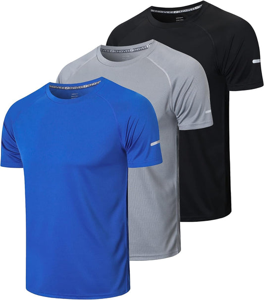 Men'S 1/3 Pack Workout Shirts Quick Dry Moisture Wicking Short Sleeve Mesh Athletic T-Shirts