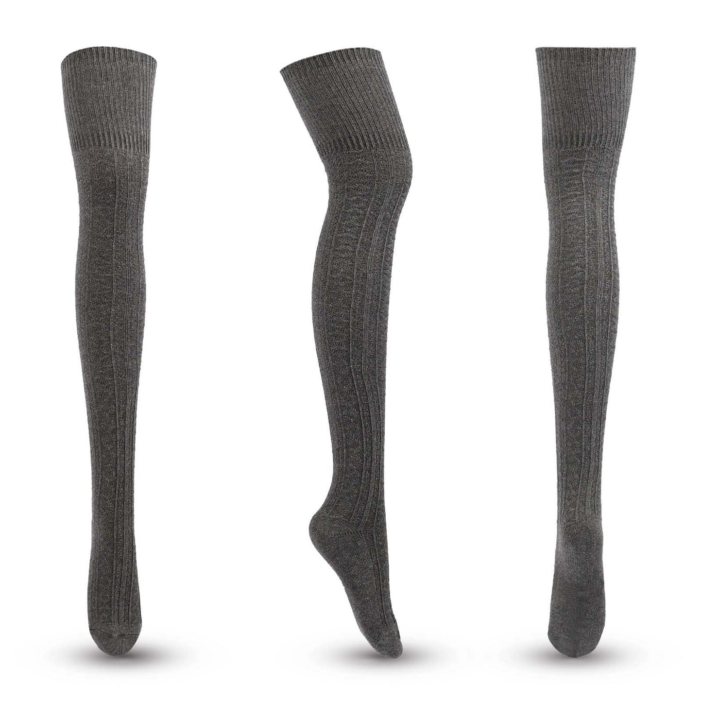 Soccer Socks Solid Winter Women Striped Solid Color Cotton Knit Over-The-Knee Stockings