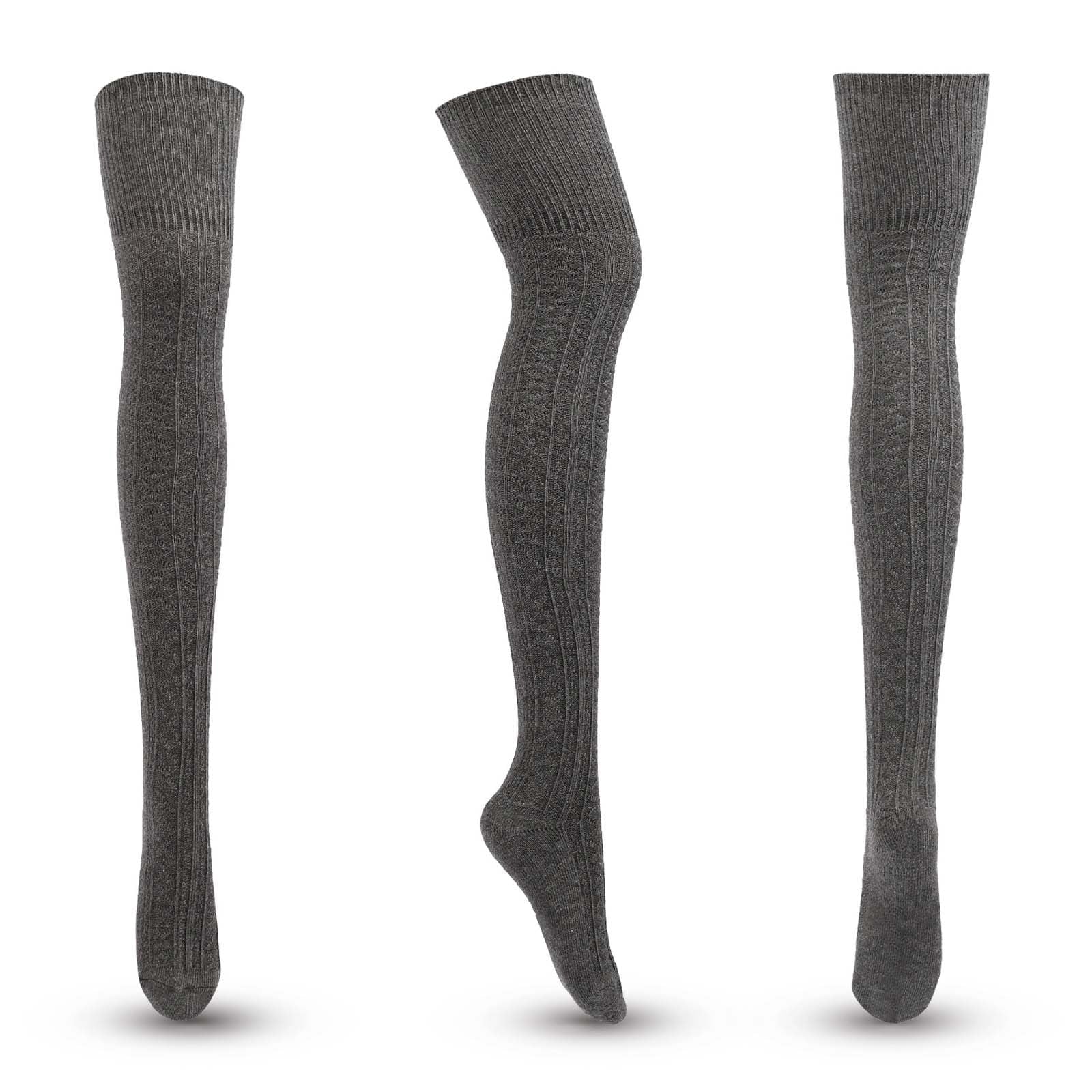 Soccer Socks Solid Winter Women Striped Solid Color Cotton Knit Over-The-Knee Stockings
