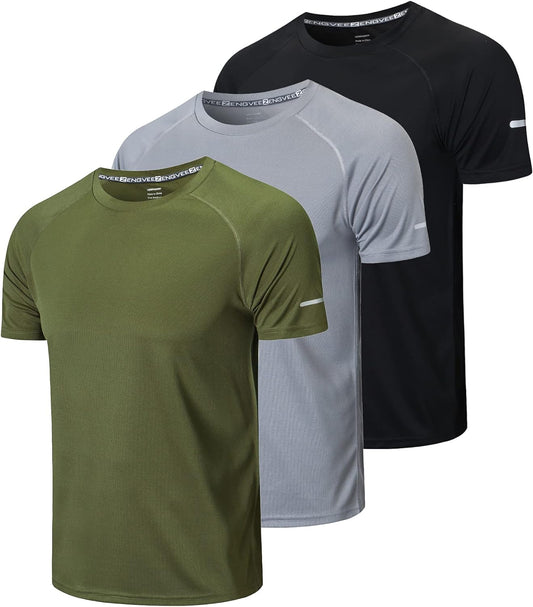 Men'S 1/3 Pack Workout Shirts Quick Dry Moisture Wicking Short Sleeve Mesh Athletic T-Shirts
